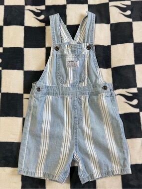 Levi’s Light Blue and White Striped Kids Short Overalls